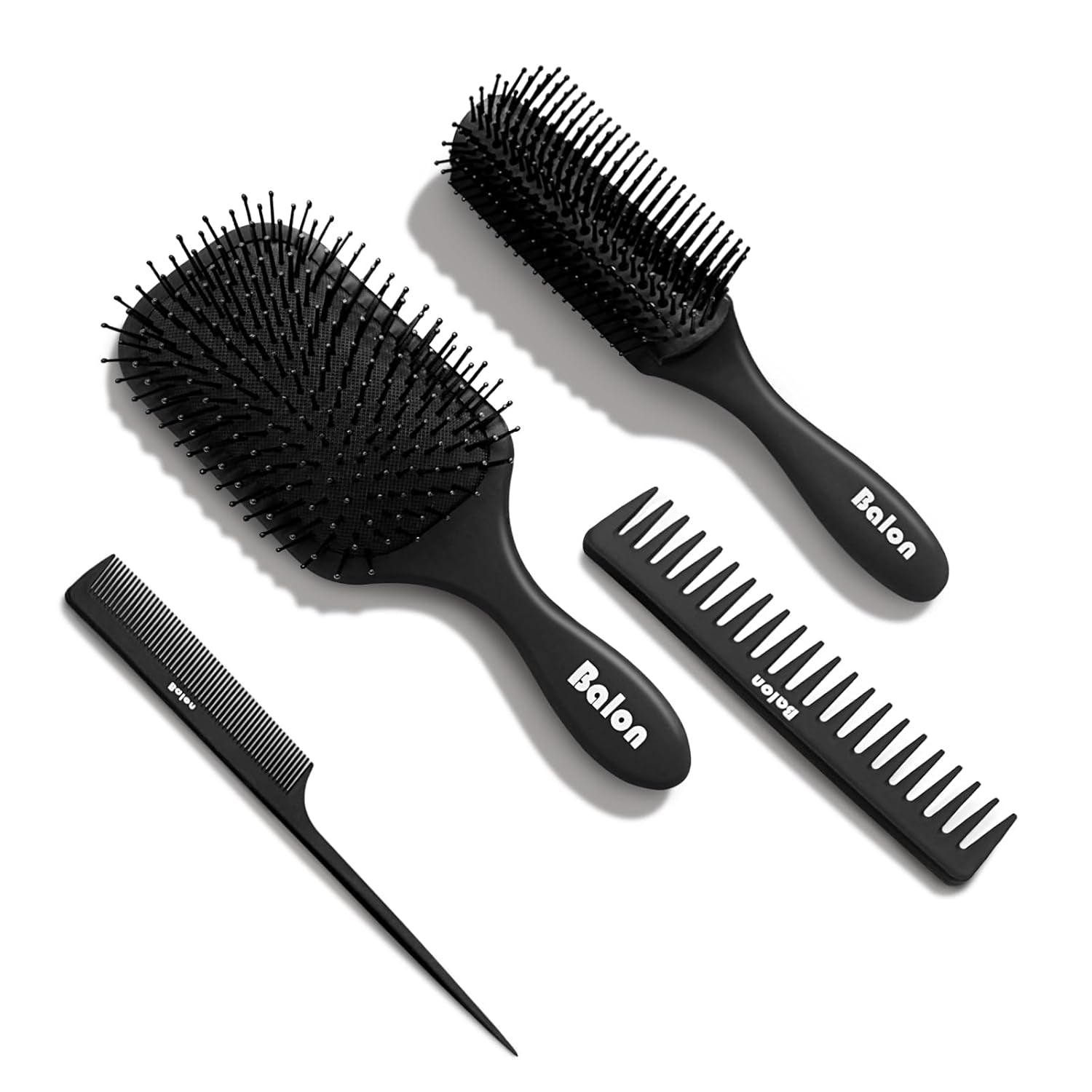Hair Brush for Women and Men, 4Pcs Paddle Brush Detangling Brush Hair Comb Set for Long Thick Thin Curly Hair, Hairbrush Great on Wet or Dry, No More Tangle